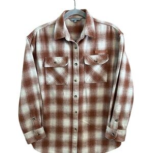 Simply Southern Flannel Shirt Women’s Medium Brown Plaid Button Down Shacket